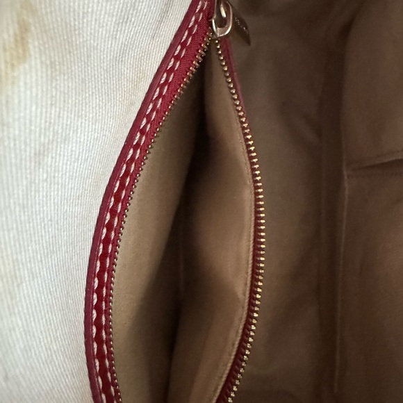 Celine Tan and Red Leather Trim Tote Bag - Picture 12 of 15